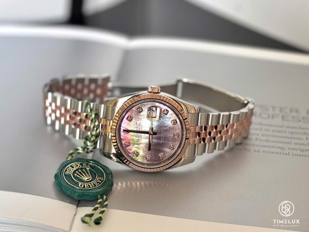 Rolex Datejust 116231 mặt số xà cừ tím Jubilee RoseGold/Steel 36mm 