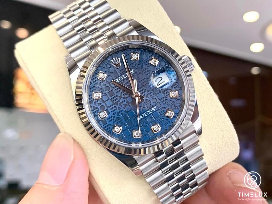 Đồng hồ Rolex Oyster Perpetual Datejust xanh, trắng