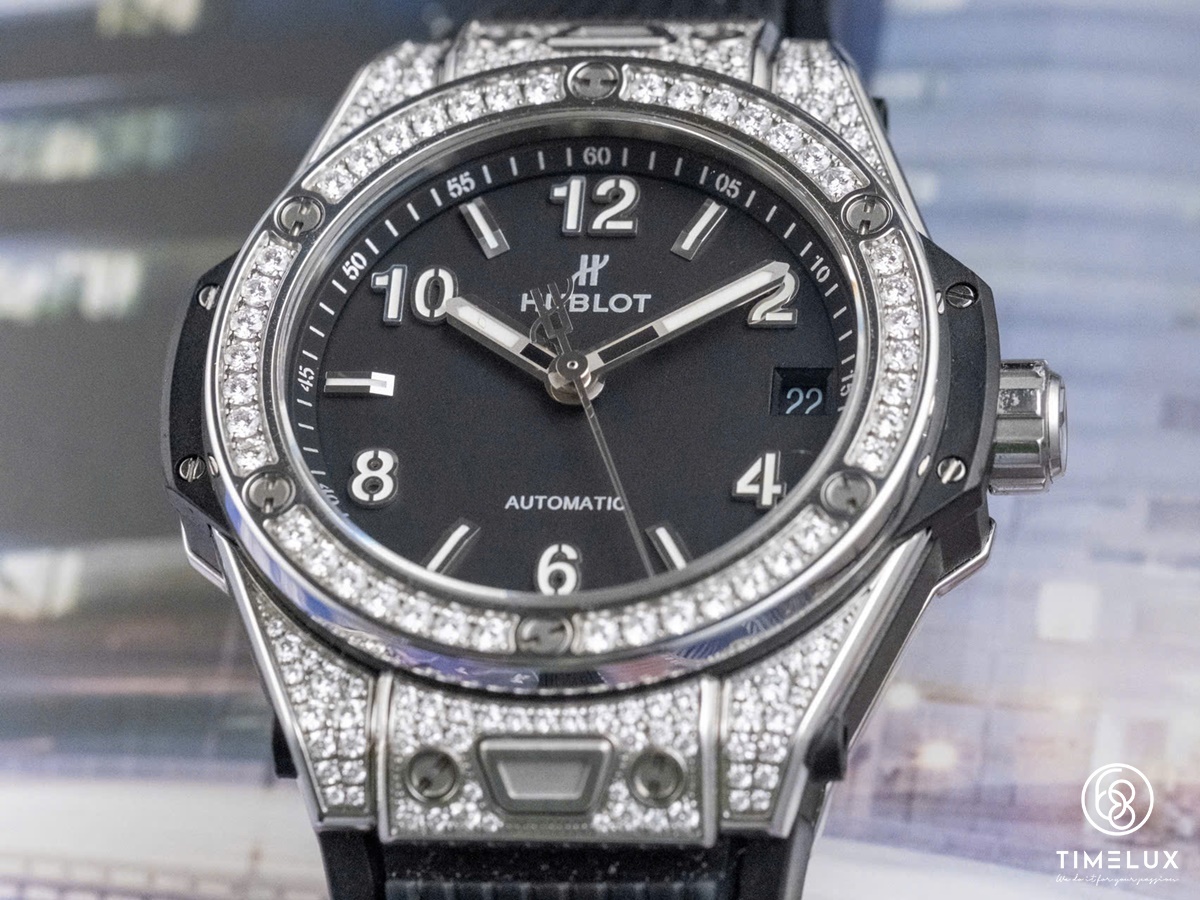 Hublot BigBang OneClick Steel Black Full Genuine Diamond 39mm Used