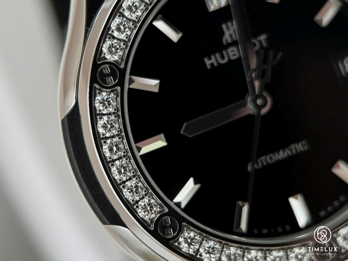 Hublot Fusion Black Dial Genuine Diamond Bezel 38mm