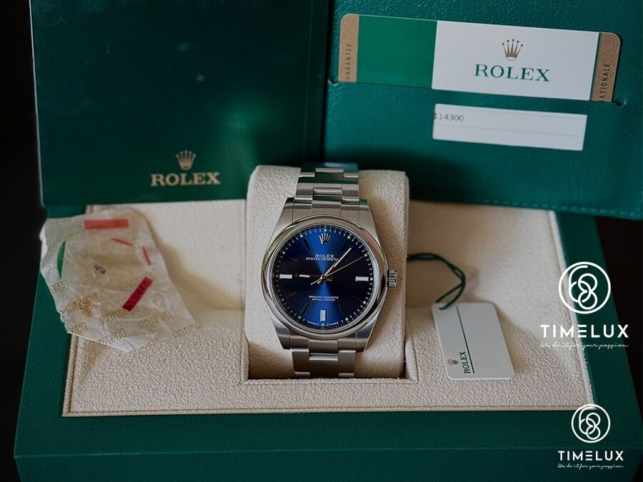 Rolex 114300 Blue Dial Oyster Perpetual 39mm cho người 1996