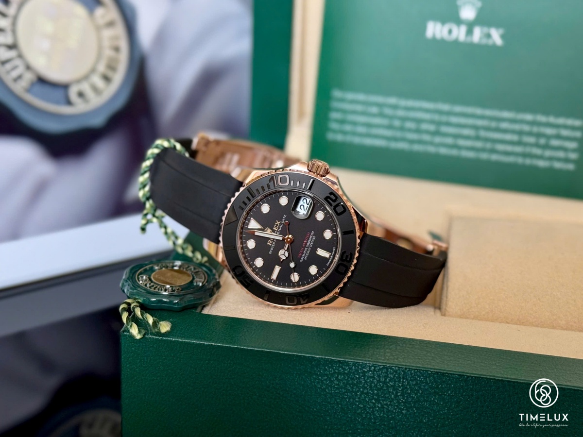 Rolex Yacht-Master 268655 37mm Au750 Everose Mặt Đen Dây Oysterflex