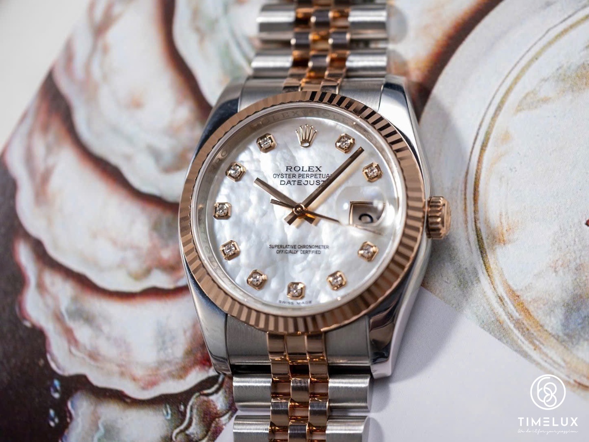 Rolex Datejust 116231 Mặt Xà Cừ Vân Mây White Jubilee 36mm Fullset