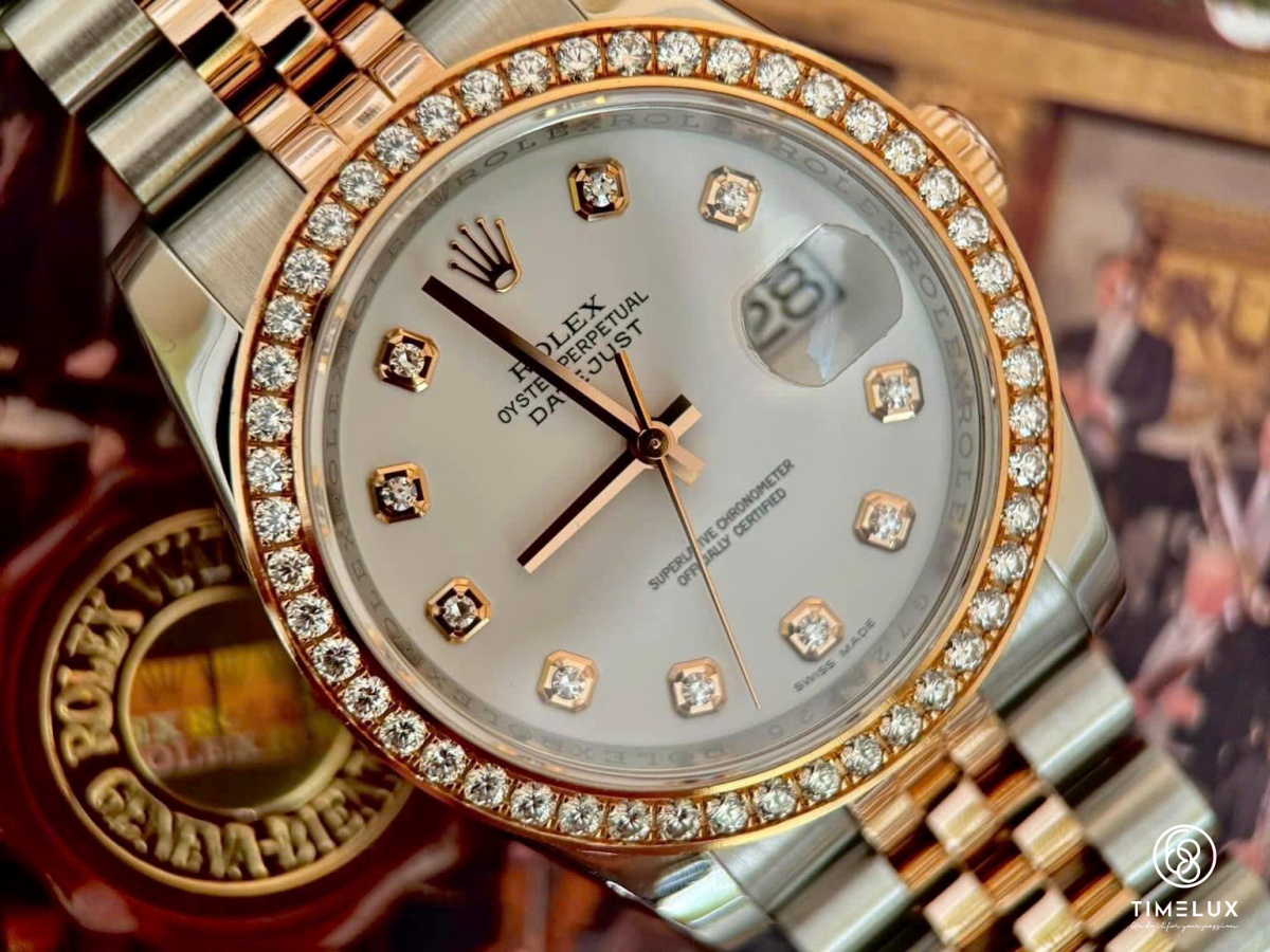 Rolex Datejust 116231 White Diamond Dial Jubilee Option Diamond Bezel RoseGold/Steel