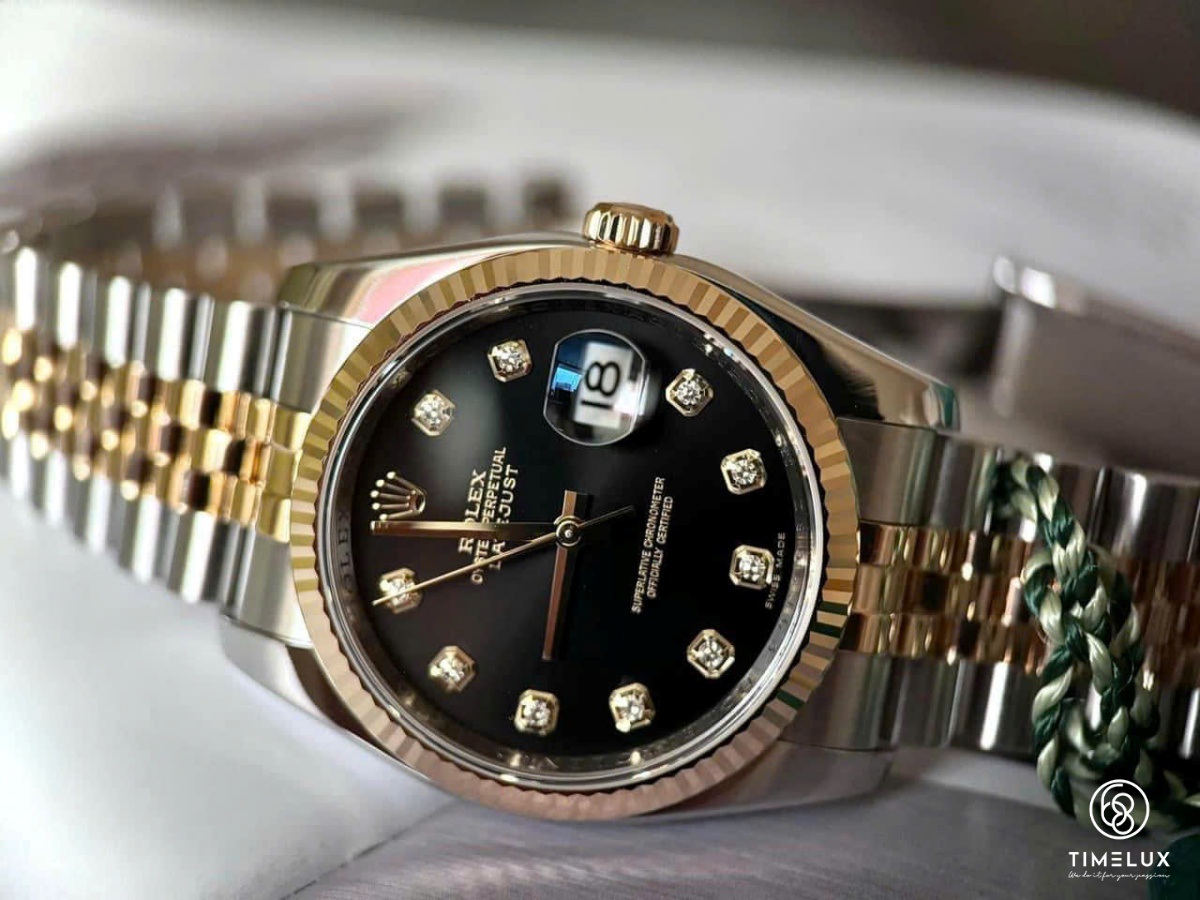 Rolex Datejust 116233 Mặt Số Đen Dây Jubilee Vàng/Thép 36mm Full Box