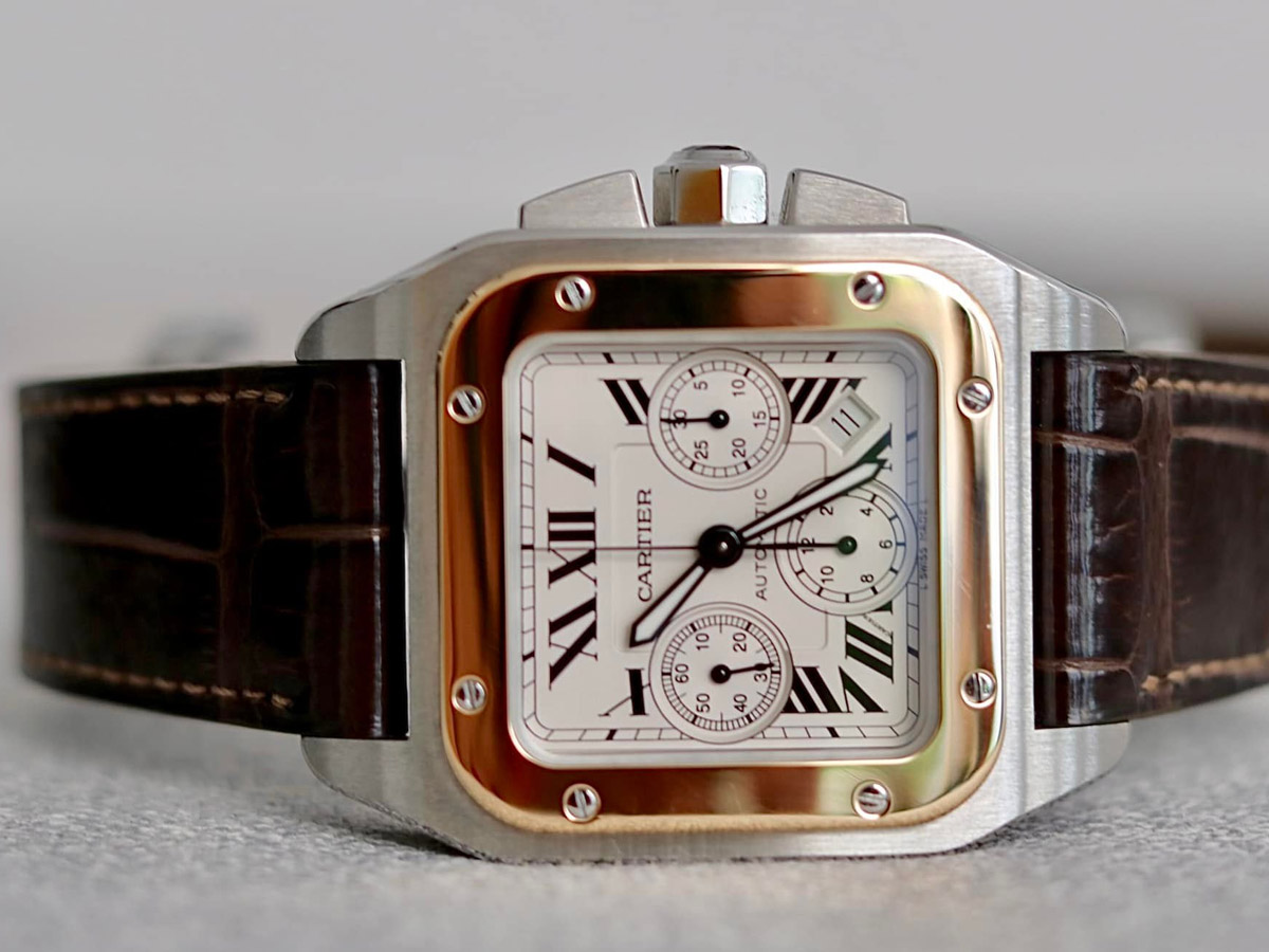 Cartier Santos 100 Chronograph Automatic 18k 750 Gold/Steel Size 42mm