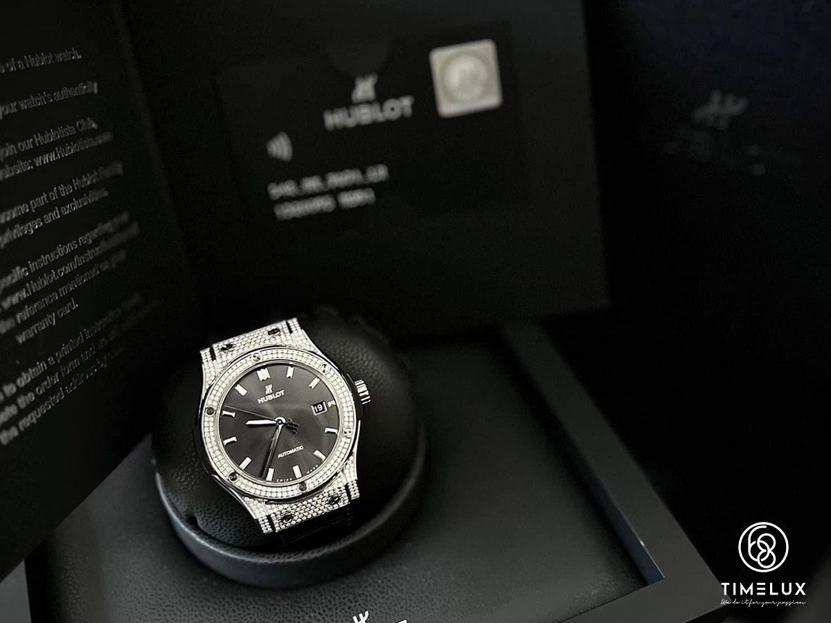 Hublot Fusion Custom Full Diamond Dial/Bezel Grey 42mm Fullset 2019