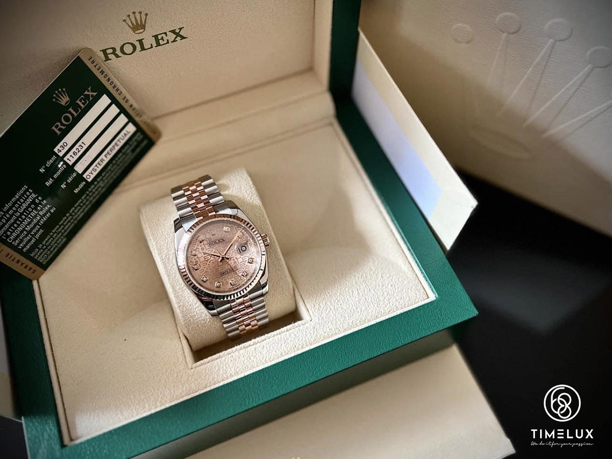 Rolex Datejust 116231 vi tính hồng Jubilee 18K RoseGold/Steel 36mm  Fullset Date 2013