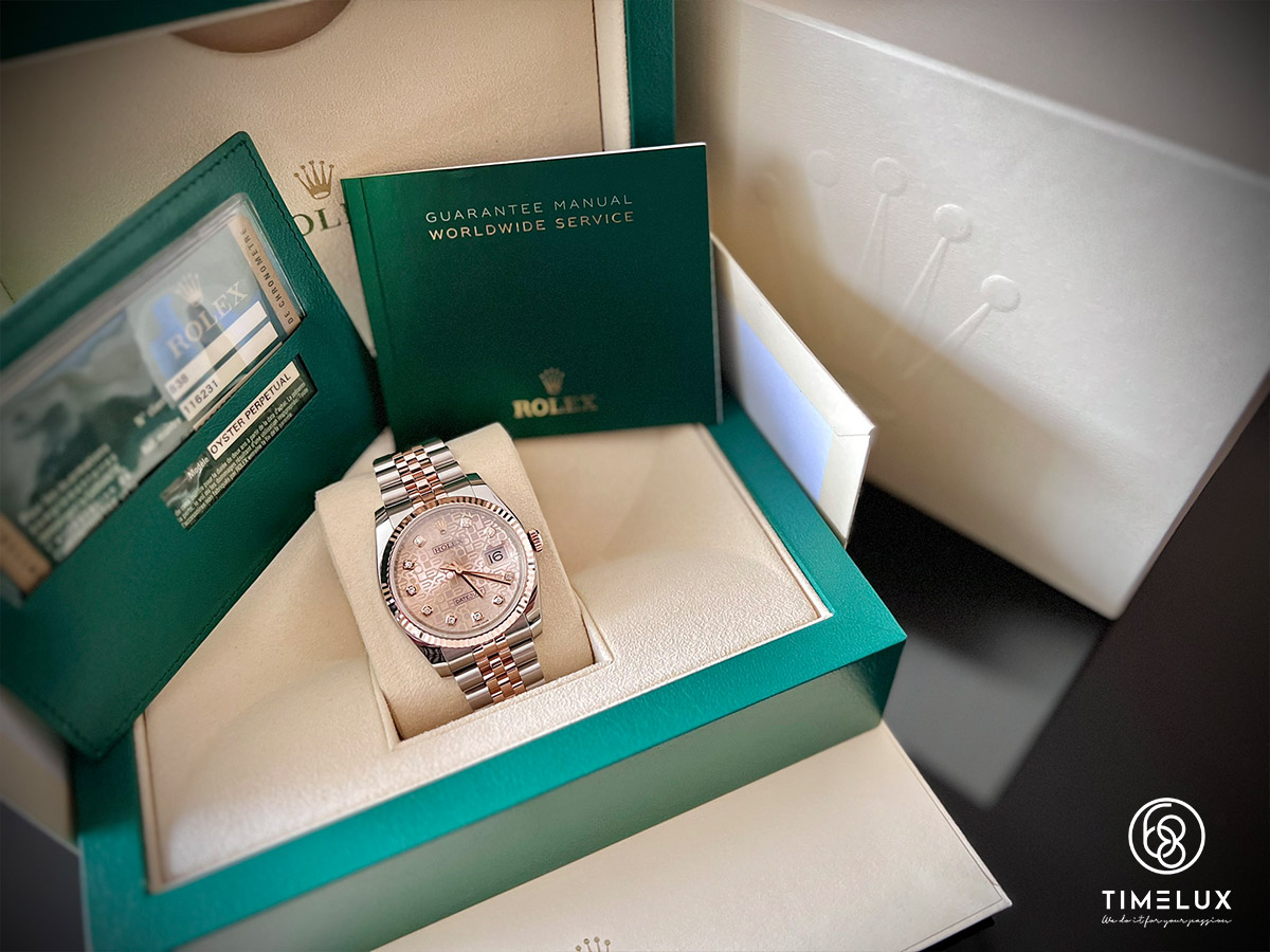 Rolex Datejust 116231 vi tính hồng Jubilee 18K RoseGold/Steel 36mm  Fullset Date 2014