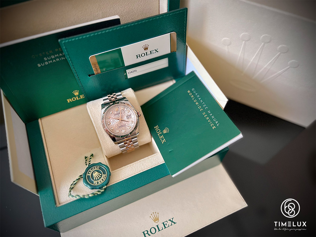 Rolex Datejust 116231 vi tính hồng Jubilee 18K RoseGold/Steel 36mm  Fullset Date 2018