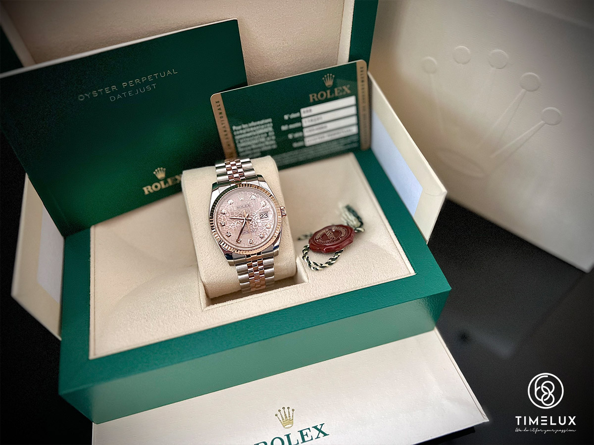 Rolex Datejust 116231 vi tính hồng Jubilee RoseGold/Steel 36mm  Fullset Date 2010