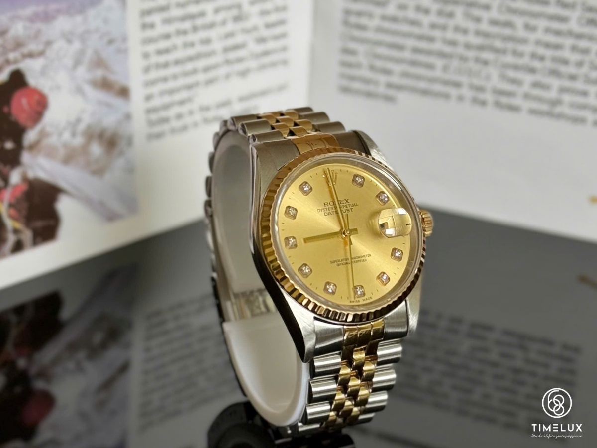 Rolex 16233 Vintage Datejust Mặt Số Champange Đính Kim Cương 36mm